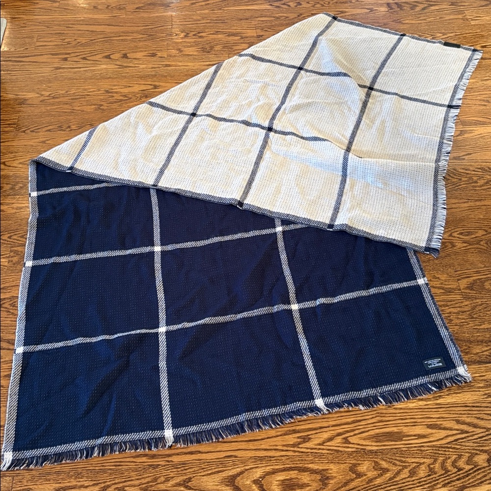 Navy Cream Double Sided Blanket Scarf
